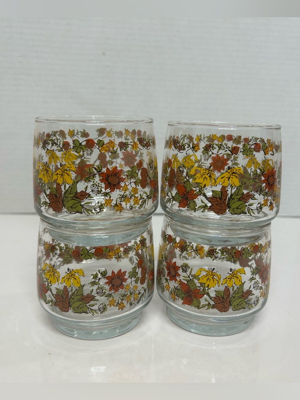 Vintage Corelle Indian Summer Stacking Glasses Set of 4 Old Fashioned Rocks